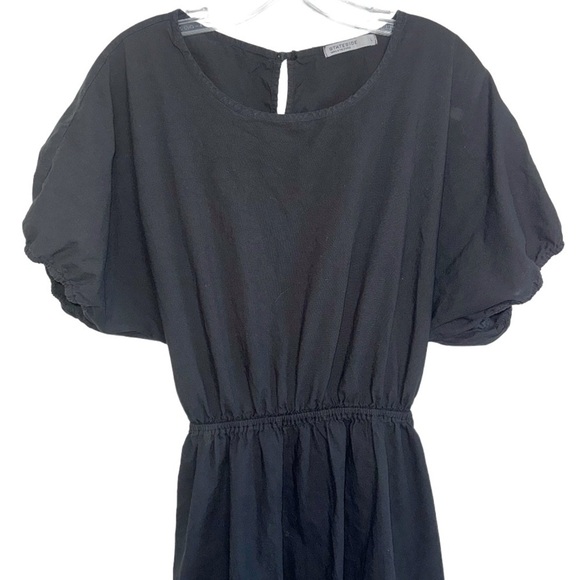 Stateside Black Summer Midi Dress Puff Sleeve Sz Large Coastal Beachy - Picture 6 of 13